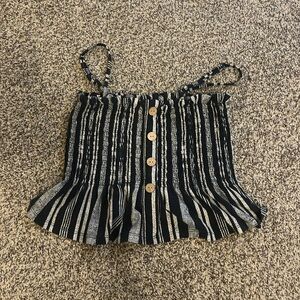 No Boundaries Black and White Striped Crop top